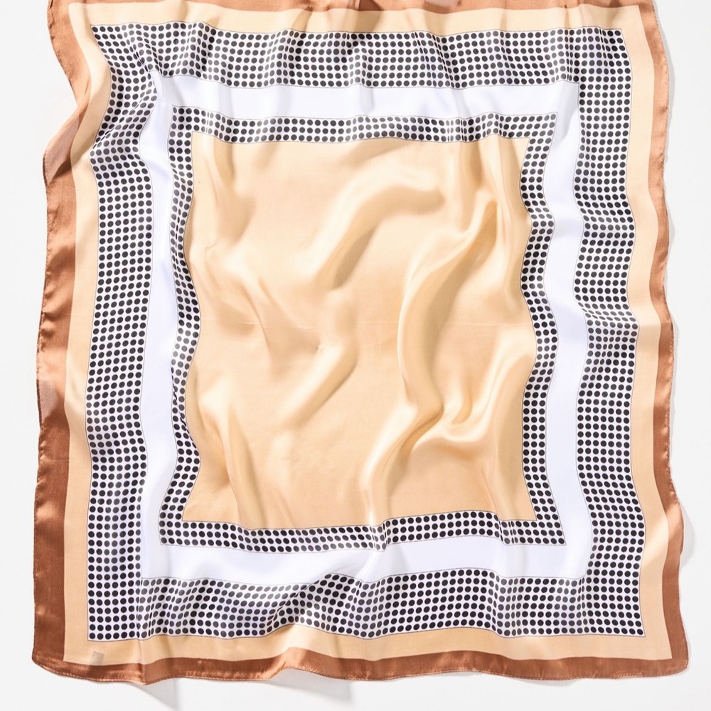 Elegant Butterfly and Polka Dot Silk Scarf - Picture 4 of 5